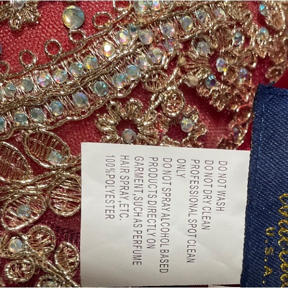 Beautiful Embroidered Appliqué Halter Evening Floor Gown, Ruby Color, Size 6 - Picture 6 of 6